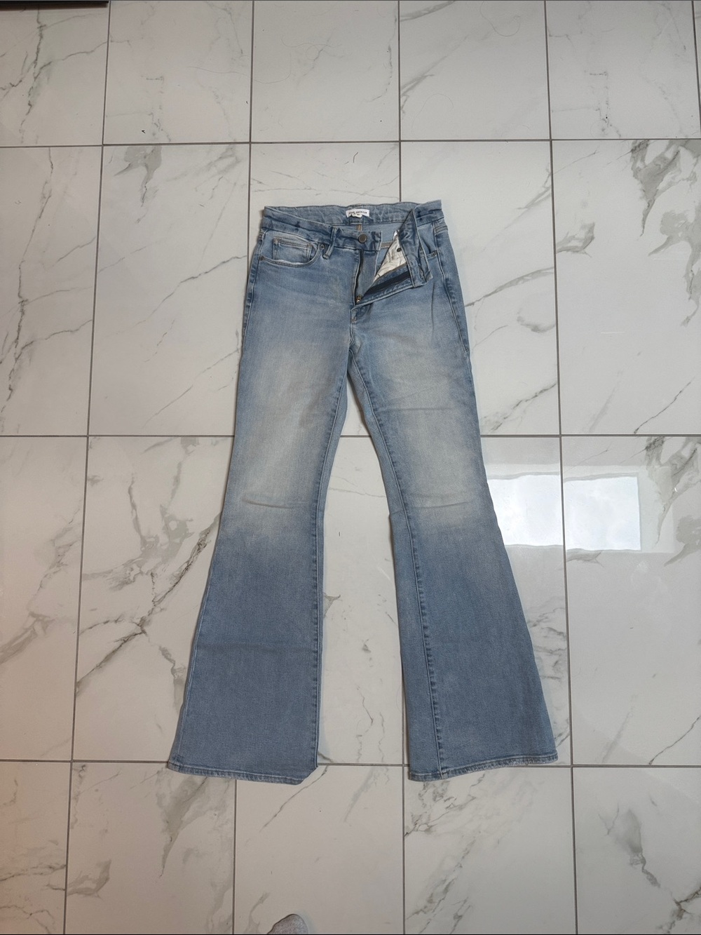 Good American Light Blue Flare Jeans - High Rise Wide Leg